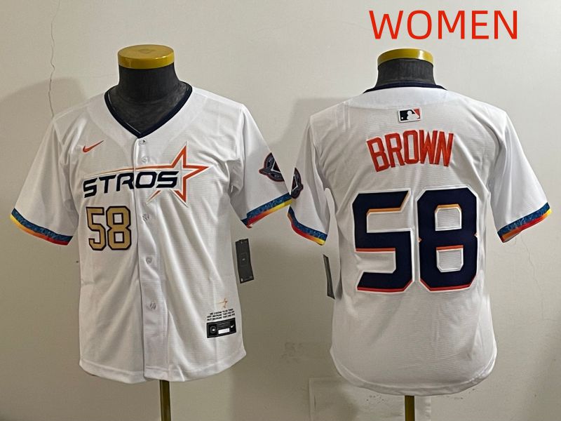 Women Houston Astros #58 Brown White Fourth generation Joint Name 2025 Nike MLB Jersey style 7
